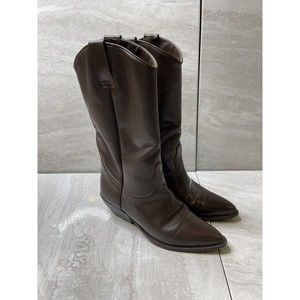 Thom McAn Shoes Womens Cowboy Western Boots Brown Sz 6 USA Vintage Leather